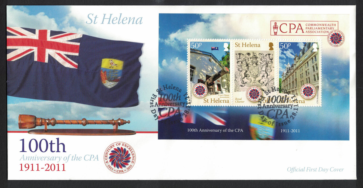 2011 St Helena Centenary of CPA FDC's. Both M/S & Stamps SG 1171-74 Unaddressed & Unsealed