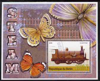 Benin 2006 Early Steam Locos #1 (Gladstone) perf m/sheet with Butterflies in background fine cto used