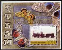 Benin 2006 Early Steam Locos #2 (Columbine) perf m/sheet with Butterflies in background fine cto used