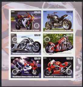 Congo 2003 Motorcycles imperf sheetlet containing 6 x 135 cf values each with Rotary Logo, unmounted mint