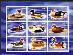 Congo 2002 Ducks imperf sheetlet containing 9 values unmounted mint