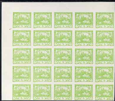Czechoslovakia 1918-19 Hradcany Castle 5h yellow-green impressive imperf block of 20 on ungummed paper, SG5