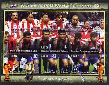 Congo 2002 Korea Japan World Cup Football Teams - Paraguay perf composite sheetlet containing 9 values unmounted mint