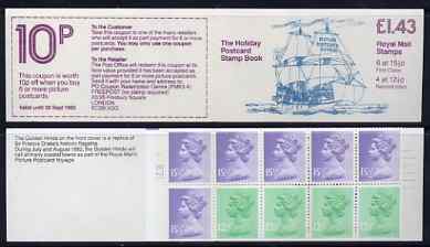 Booklet - Great Britain 1982 Holiday Postcard Book (The Golden Hinde) £1.43 booklet complete with cyl number in margin at left SG FN3A
