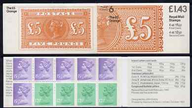 Booklet - Great Britain 1981-85 Postal History series #06 (QV £5 Orange) £1.43 booklet complete with selvedge at right SG FN5B