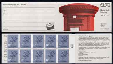 Booklet - Great Britain 1986 Pillar Box (Write Now) £1.70 folded booklet with cyl number in margin at right SG FT5B