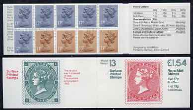 Booklet - Great Britain 1981-85 Postal History series #13 (Surface Printed Stamps) £1.54 booklet with selvedge at right, SG FQ3B