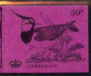 Booklet - GB Great Britain 1971-73 Birds #2 - Lapwing (purple cover Aug 1971) 30p booklet complete and fine, SG DQ59