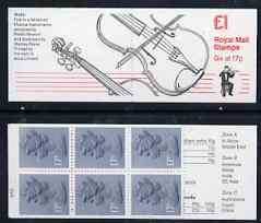 Booklet - Great Britain 1986-87 Musical Instruments #1 (Violin) £1 booklet complete with cyl number, SG FH5