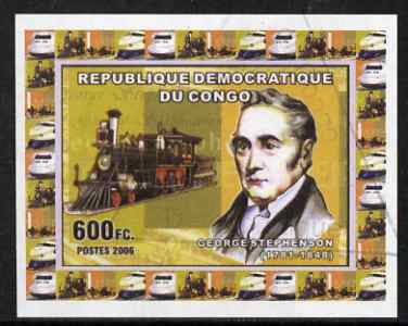 Congo 2006 George Stephenson #2 with early US Loco imperf sheetlet cto used