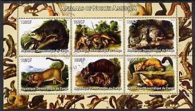 Congo 2005 Audubon Animals of North America perf sheetlet containing 6 values fine cto used