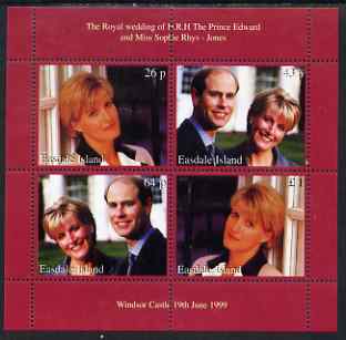 Easdale 1999 Royal Wedding (Edward & Sophie) perf sheetlet containing 4 values unmounted mint