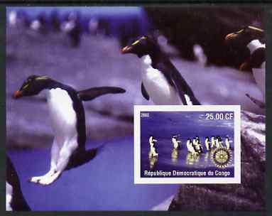 Congo 2002 Penguins #2 imperf m/sheet with Rotary Logo unmounted mint