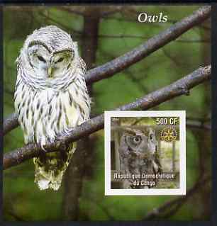 Congo 2004 Owls #3 imperf souvenir sheet with Rotary Logo, unmounted mint