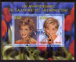 Benin 2007 10th Death Anniversary of Princess Diana #1 perf sheetlet containing 2 values fine cto used