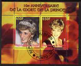 Benin 2007 10th Death Anniversary of Princess Diana #4 perf sheetlet containing 2 values fine cto used