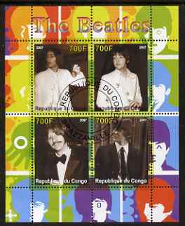 Congo 2007 The Beatles perf sheetlet #1 containing 4 values fine cto used