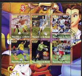 Benin 2007 Beijing Olympic Games - Football perf sheetlet containing 6 values (Disney characters in background) fine cto used