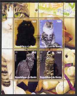Benin 2008 Domestic Cats #1 perf sheetlet containing 4 values fine cto used
