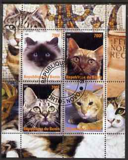 Benin 2008 Domestic Cats #2 perf sheetlet containing 4 values fine cto used