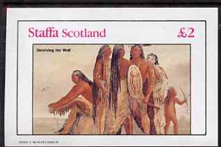 Staffa 1982 N American Indians #05 imperf deluxe sheet (£2 value - Deceiving the Wolf) unmounted mint