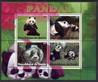 Benin 2007 Pandas perf sheetlet containing 4 values unmounted mint