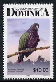 Dominica 1989-91 Birds $10 Imperial Parrot perf 14 with 1989 imprint unmounted mint SG 1254