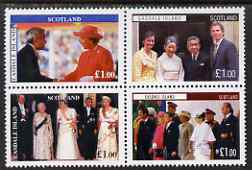Easdale 1998 Visit of Japanese Emperor se-tenant perf block of 4 x £1 values unmounted mint