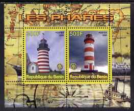 Benin 2008 Lighthouses perf sheetlet containing 2 values with Rotary unmounted mint