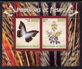 Benin 2008 Butterflies & Flowers perf sheetlet containing 2 values unmounted mint