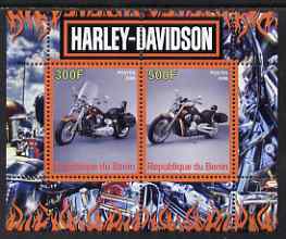 Benin 2008 Harley Davidson Motorcycles perf sheetlet containing 2 values unmounted mint