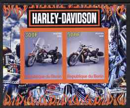 Benin 2008 Harley Davidson Motorcycles imperf sheetlet containing 2 values unmounted mint
