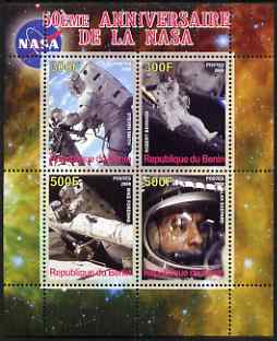 Benin 2008 NASA 50th Anniversary #2 perf sheetlet containing 4 values, unmounted mint