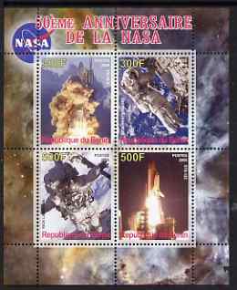 Benin 2008 NASA 50th Anniversary #3 perf sheetlet containing 4 values, unmounted mint