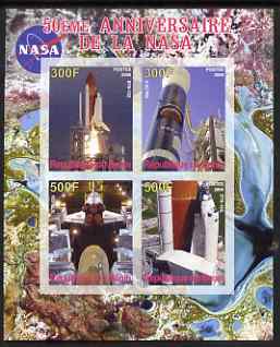 Benin 2008 NASA 50th Anniversary #4 imperf sheetlet containing 4 values, unmounted mint