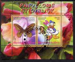 Benin 2008 Disney & Butterflies #4 perf sheetlet containing 2 values fine cto used