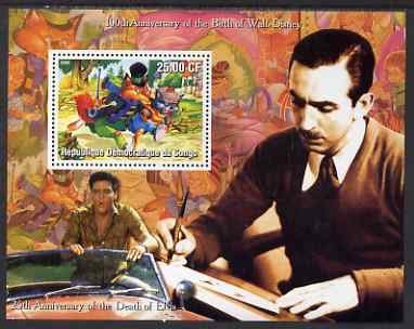 Congo 2002 Birth Centenary of Walt Disney & 25th Anniversary of Death of Elvis #6 perf m/sheet unmounted mint