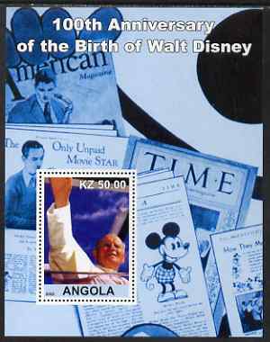 Angola 2002 Birth Centenary of Walt Disney #04 perf s/sheet - Pope & Magazines unmounted mint