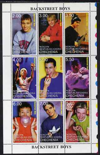 Chechenia 1999 Backstreet Boys perf sheetlet containing 9 values, unmounted mint