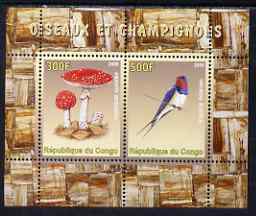 Congo 2008 Birds & Mushrooms #2 perf sheetlet containing 2 values unmounted mint