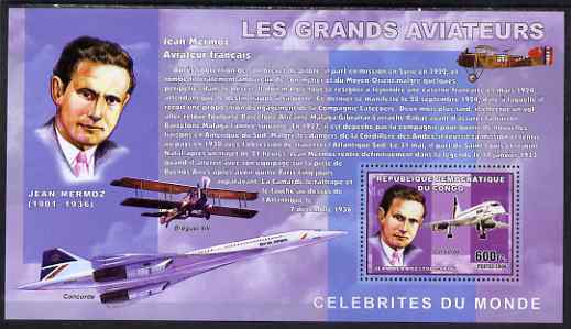 Congo 2006 Great Aviators perf s/sheet containing 1 value (Jean Mermoz & Concorde) unmounted mint