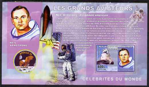 Congo 2006 Great Aviators perf s/sheet containing 1 value (Neil Armstrong & apollo 11) unmounted mint