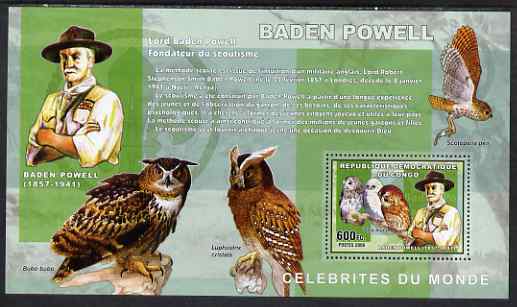 Congo 2006 Lord Baden Powell with Owls perf s/sheet unmounted mint