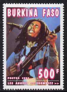 Burkina Faso 1995 Showbiz - 500f Bob Marley perf single unmounted mint