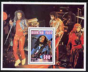 Burkina Faso 1995 Showbiz - 500f Bob Marley perf m/sheet unmounted mint