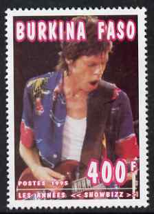 Burkina Faso 1995 Showbiz - 400f Mick Jagger perf single unmounted mint
