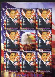 Easdale 2008 Barack Obama perf sheetlet containing 8 values plus label, unmounted mint
