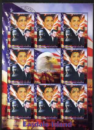 Easdale 2008 Barack Obama perf sheetlet containing 8 values plus label, fine cto used
