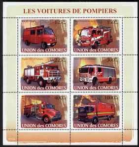 Comoro Islands 2008 Fire Engines perf sheetlet containing 6 values unmounted mint Michel 1819-24