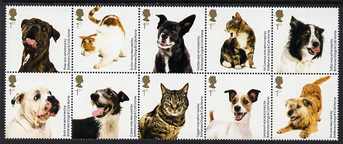 Great Britain 2010 Battersea Dogs & Cats Home se-tenant block of 10 values unmounted mint